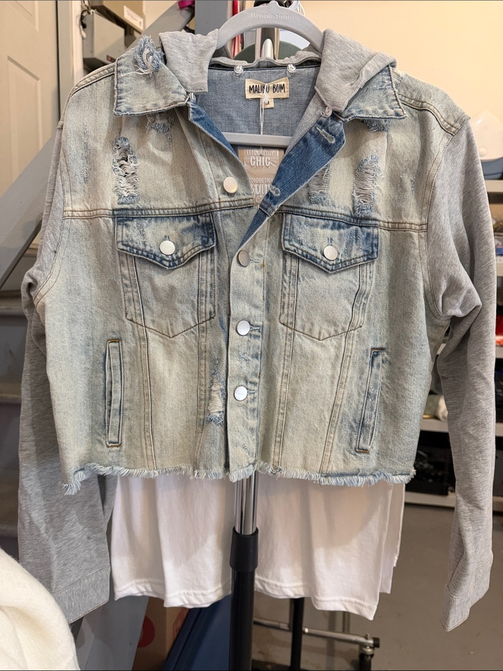MALIBU BUM  - Denim Jacket With Contrast Hoodie